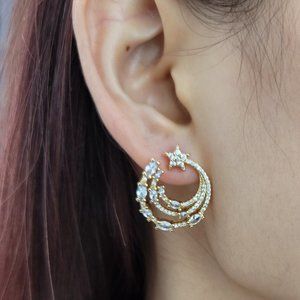 NEW Pave CZ Diamonds Star Earrings
